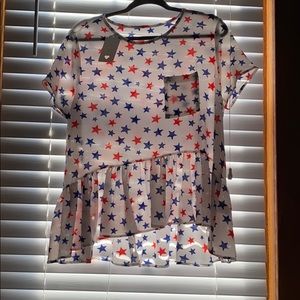 Sheer/white American top (stars)